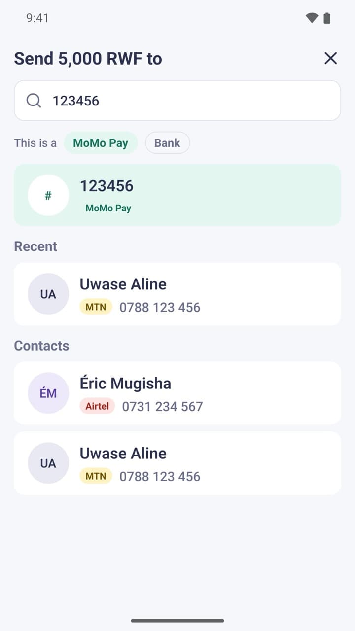 Typing a MoMo Pay merchant code